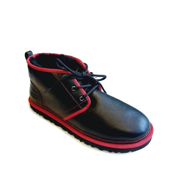 UGG Other - UGG Neumel Leather Sheepskin Lace Up Ankle Chukka Boots Mens Size 14 Black Red
